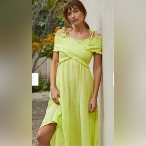 Anthropologie Smocked Gauze Criss-Cross Dress - Large